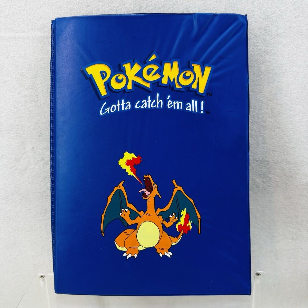 1999 Vintage Pokemon Charizard Blue 9-Pocket Card Binder Album Rare 30 Pages
